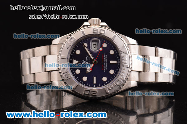 Rolex Yacht-Master Oyster Perpetual Chronometer Automatic with White Case and Bezel--Blue Dial--White Round Bearl Marking--Small Calendar - Click Image to Close